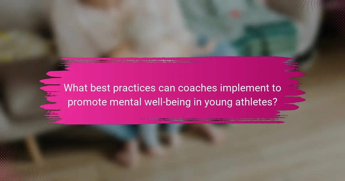What best practices can coaches implement to promote mental well-being in young athletes?