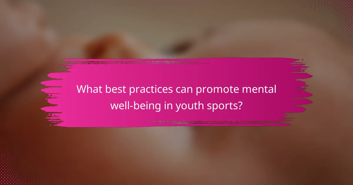 What best practices can promote mental well-being in youth sports?