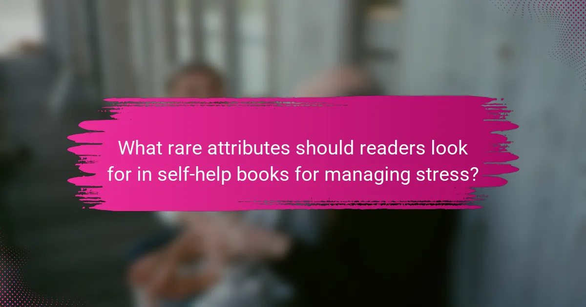 What rare attributes should readers look for in self-help books for managing stress?