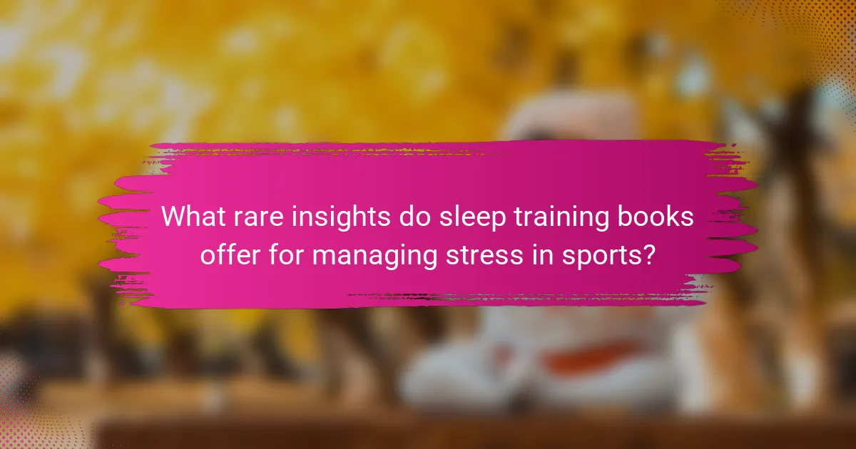 What rare insights do sleep training books offer for managing stress in sports?