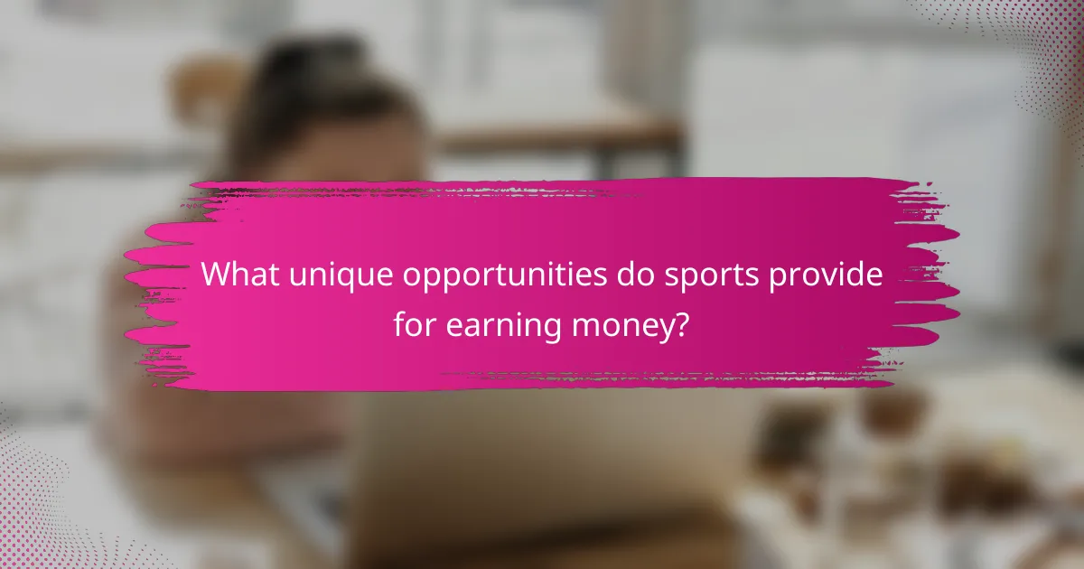 What unique opportunities do sports provide for earning money?