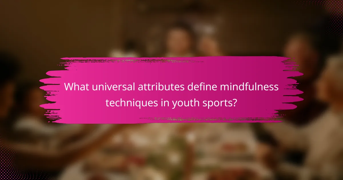What universal attributes define mindfulness techniques in youth sports?